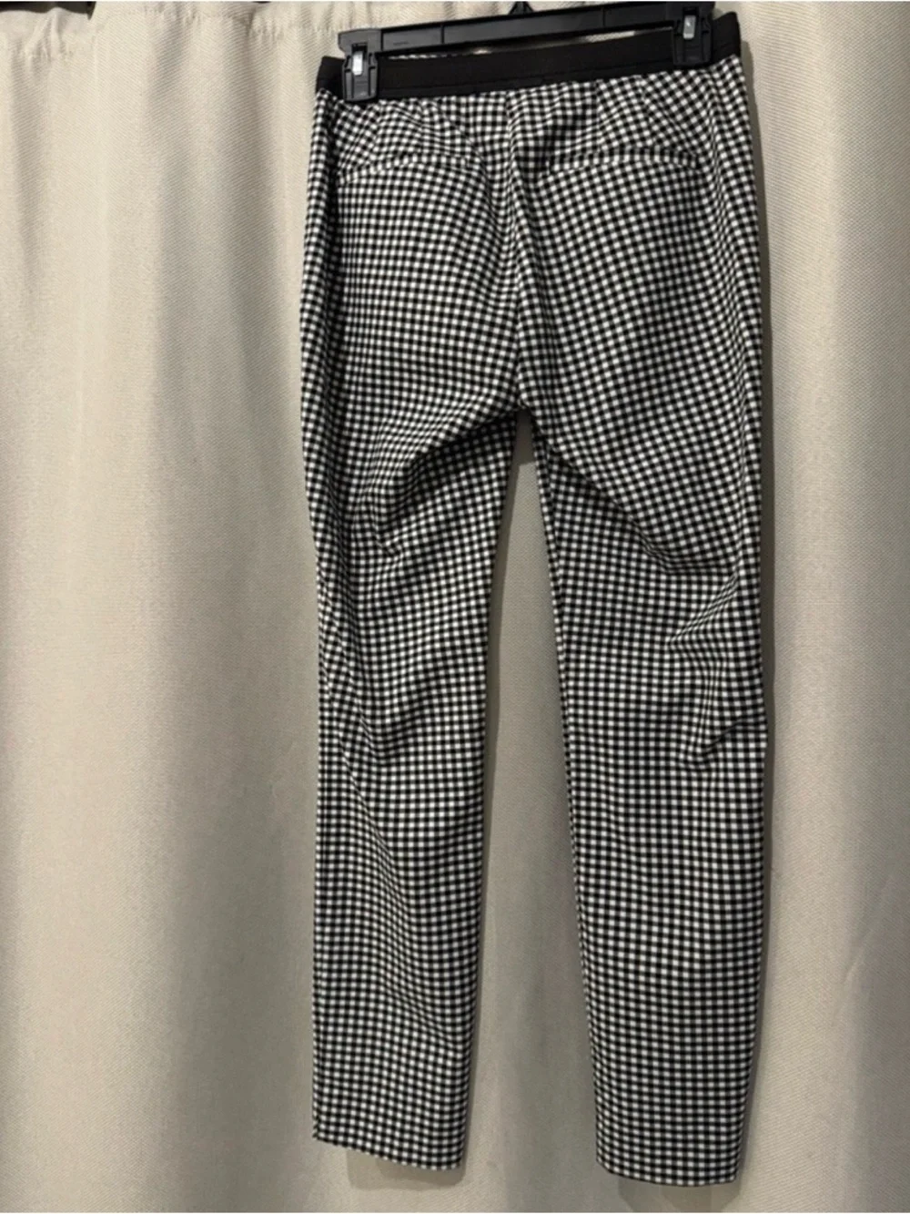 Zara Gingham Pants Black White Plaid Slim Straight Small - Picture 4 of 6